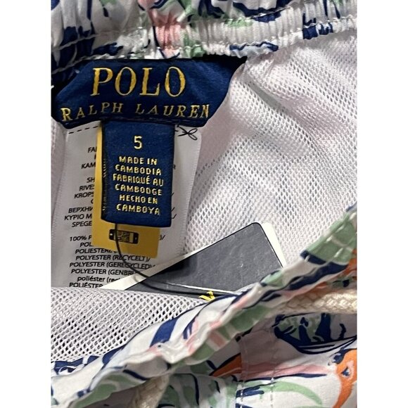 Polo Ralph Lauren Print Swim Trunk Boy's Size 5 Sea Creature Tropical Pull On - Picture 2 of 13
